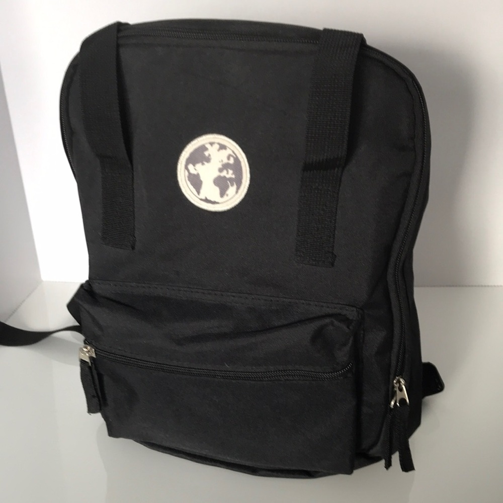 Lined Black Nylon Backpack with carry straps